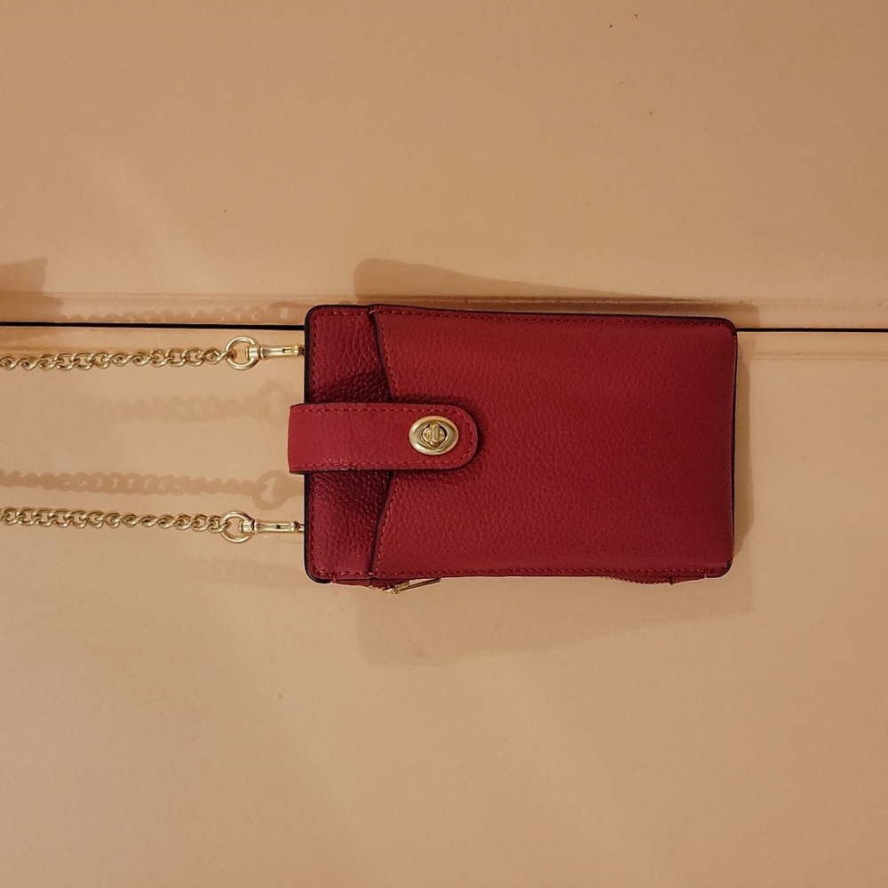 COACH Turnlock Chain Phone Leather Crossbody